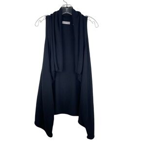 vkoo 100% Cashmere Black Drape Front Long Sleeveless Sweater Vest Size S